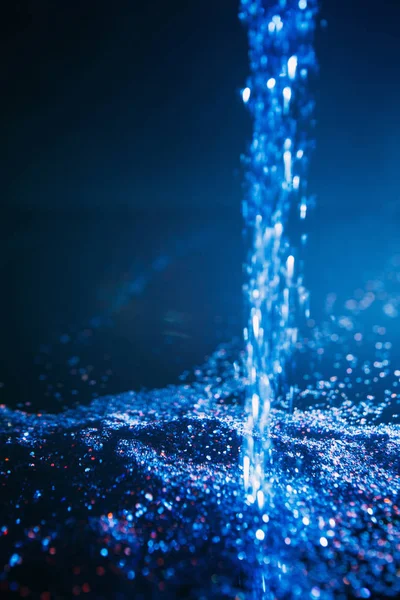 Dark abstract background glitter water flow — Stock Photo, Image