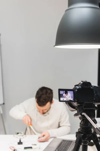 Video tutorial skapande Filmning backstage koncept — Stockfoto