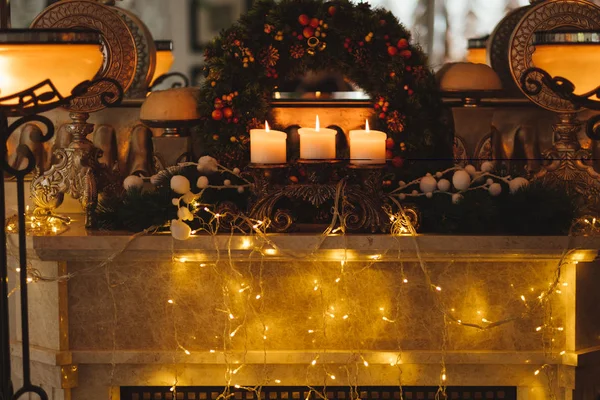 Festive decorare acasă sărbători de Crăciun — Fotografie, imagine de stoc