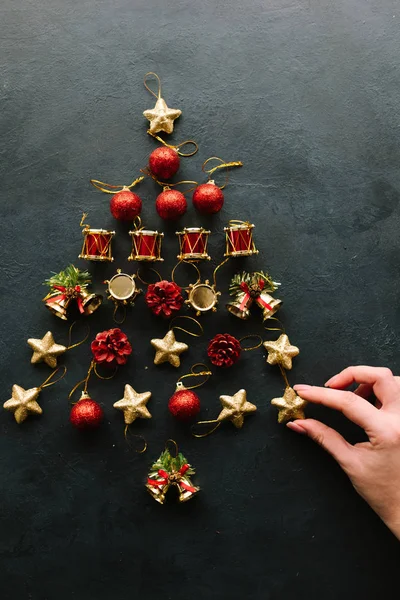 Weihnachtsbaum Spielzeug Hintergrund kreativ diy — Stockfoto