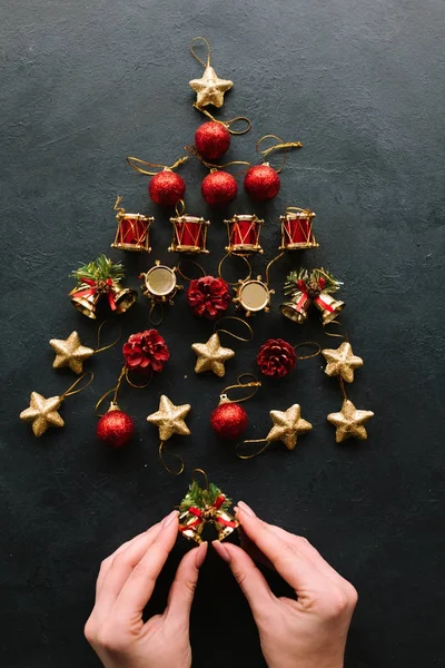 Weihnachten Spielzeug Sortiment Baum kreativen Urlaub — Stockfoto