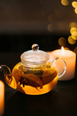 narenciye yeşil çay cam pot sağlıklı yaşam tarzı