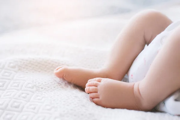 Little newborn baby feet white background — Stock Photo, Image