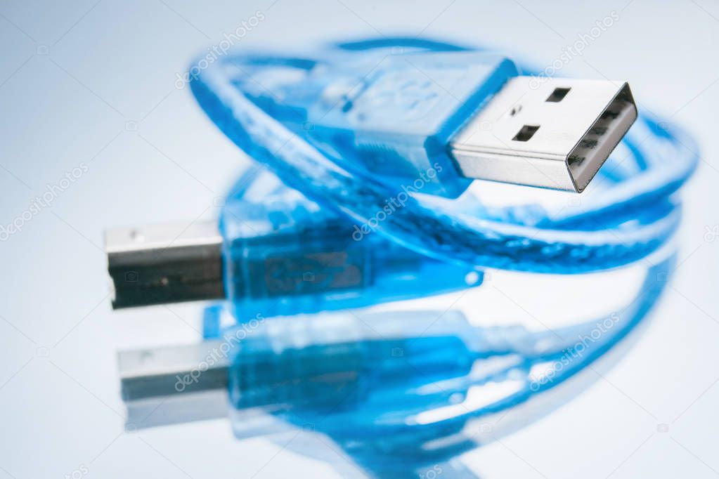 blue USB cable electronic connection