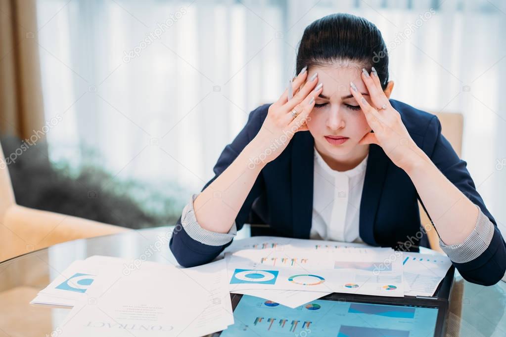 stress headache fatigue business career woman