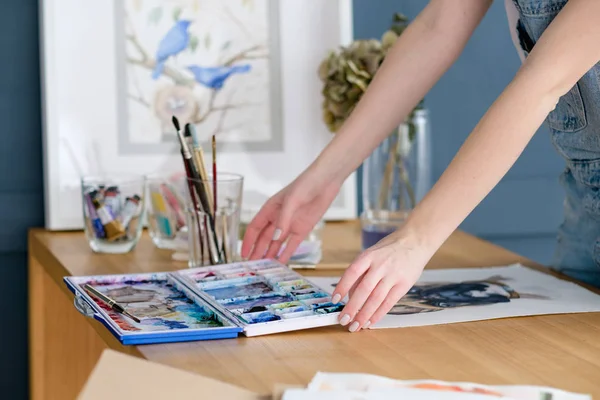 Art painting inspiration drawing watercolor ink — Stock Photo, Image
