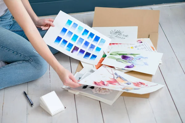 Atrament barwnikowy sztuki malowania akwarela próbkę mieszać twórczy — Zdjęcie stockowe