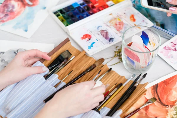 Arte pittura immagine disegno acquerello pennello — Foto Stock