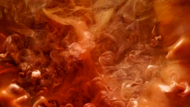 Peinture éclatement eau paillettes bronze fumée nuage mouvement — Video