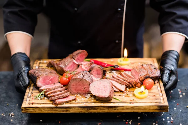 Steakhouse grillat kött skivad biff sortiment — Stockfoto