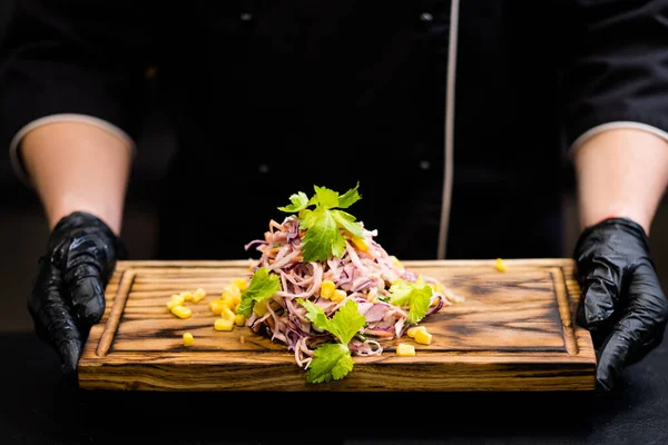 餐馆素食菜谱菜菜沙拉卷心菜 — 图库照片