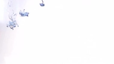Boya suyu damlatıyor mavi mürekkep hareketi beyaz