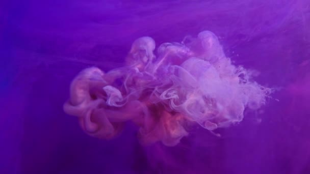インク雲輝く青銅煙のパフの動き紫 — ストック動画