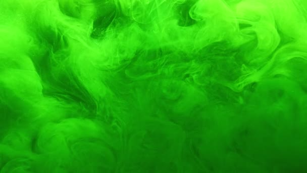 Vapeur mouvement paillettes néon vert brume effet de flux — Video