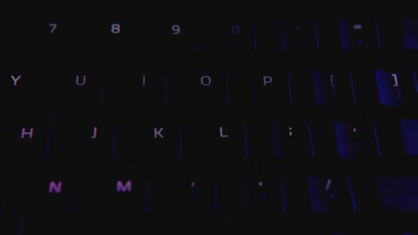 Online communication keyboard glowing characters — Stock Video