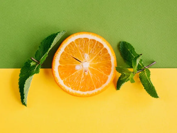 Tropischen Hintergrund Zitrusfrüchte Ernährung Orange Minze — Stockfoto