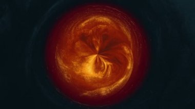 Işıltılı girdap turuncu altın sıvı çemberi kaplıyor.