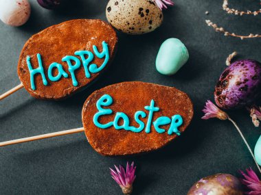 happy easter cake pops lettering painted eggs