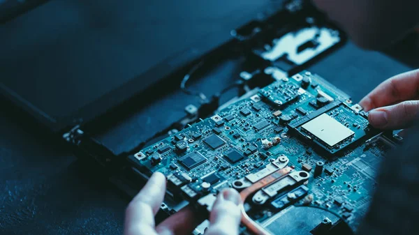 Placa-mãe técnica da tecnologia da microeletrônica — Fotografia de Stock