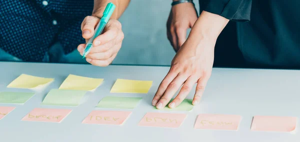 Note adesive del progetto dei colleghi di riunione aziendali — Foto Stock