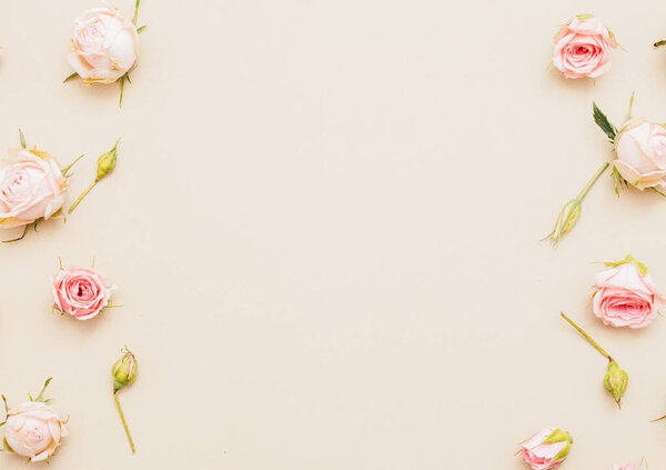 floral background pink rose buds peach background