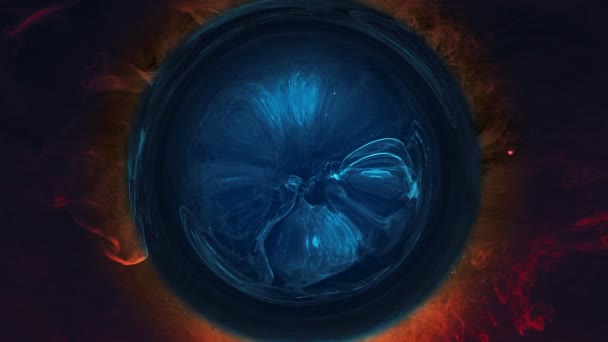 Steam swirl effect blue fume motion orange flames — Stock video