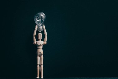 parlak zihin kavramsal kompozisyon ahşap manikin