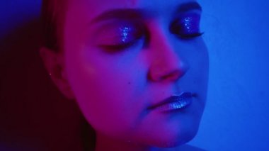 glitter party makeup passionate woman shiny lips