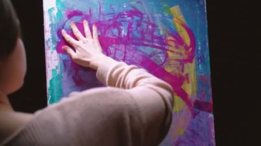 finger painting inspired woman abstract artwork
