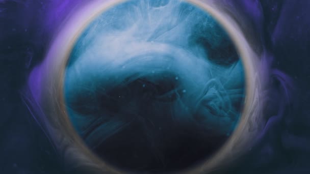 Steam whirl overlay round frame blue flowing haze — Stockvideo