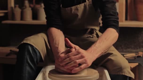 Pottery craft handmade ceramics hands molding clay — 비디오