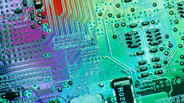 Electronic engineering circuit board tracks pads — Stok fotoğraf
