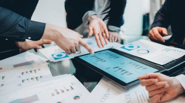 corporate meeting argument business people graph