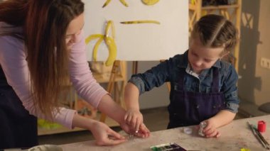 art craft class female teacher girl glitter banana