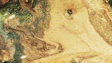 liquid paint art glitter beige green fluid mix