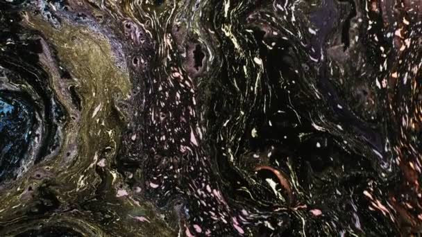Acrylic painting art glitter black golden ink mix — Stok video