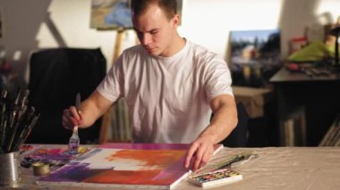 creative therapy talented male artist painting