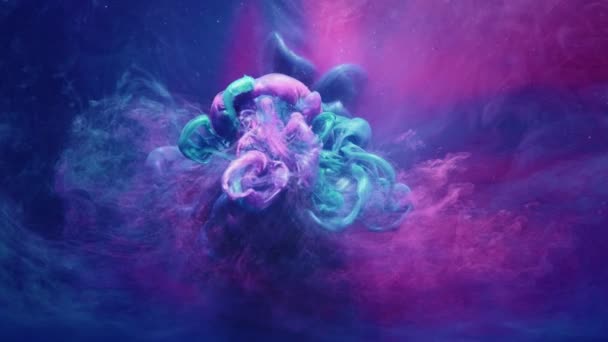 Colored smoke cloud purple blue fume burst motion — Stock video