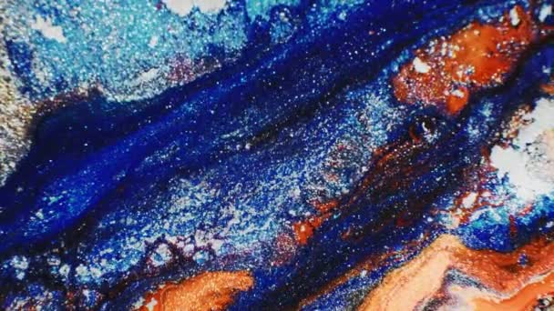 Flowing paint glitter phantom blue liquid motion — Stock Video