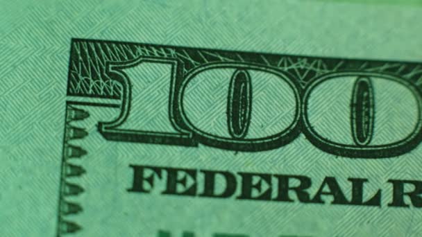 Billete de 100 dólares billete verde de 100 dólares de papel — Vídeos de Stock