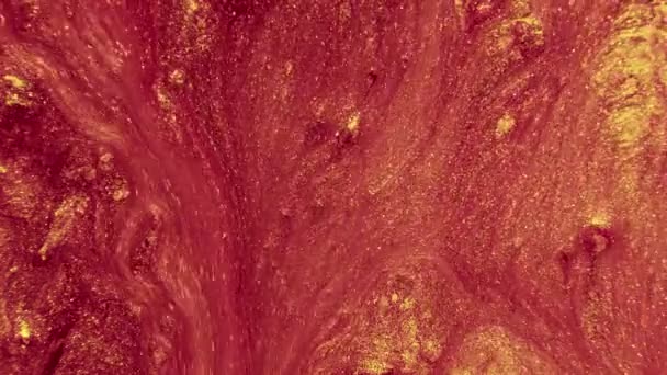 Bläck flöde glitter maroon röd vätska färg rörelse — Stockvideo