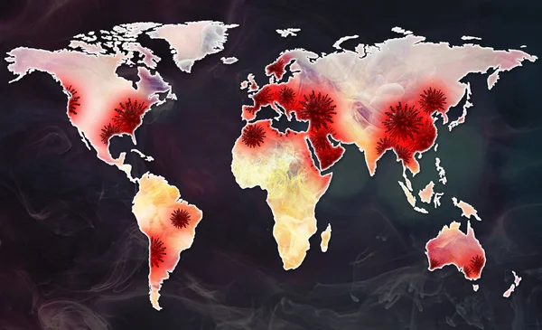 Coronavirus menginfeksi benua 3d rendering — Stok Foto