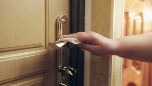 Home sanitarne covid-19 kwarantanna rozpylanie rąk — Wideo stockowe