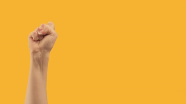 Жест руки соціальний активізм жіночий кулак стукає — стокове відео