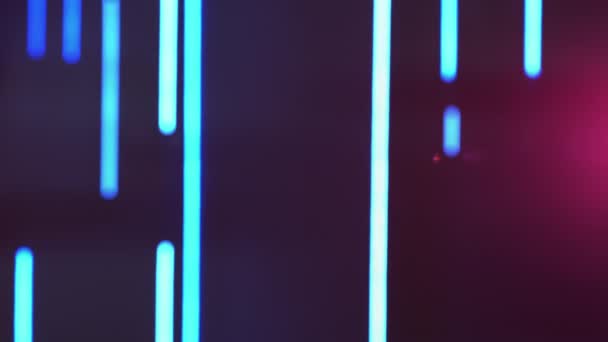 Rozostření neonové záře osvětlené čáry fialová záře objektivu — Stock video