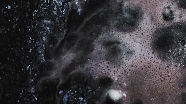 Folyadék művészet csillogás hamu szürke kék buborék tinta — Stock videók