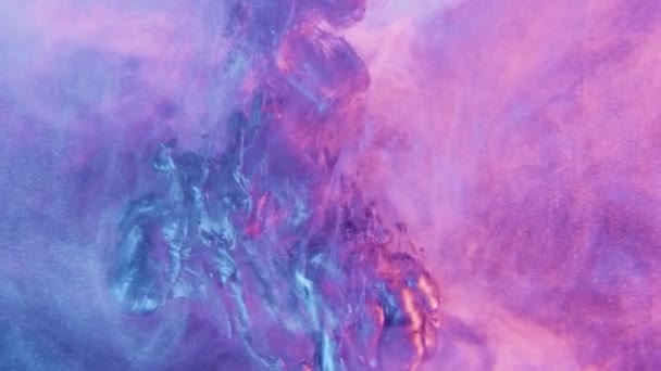 Цвет дыма поток блеск жидкости брызги голубой розовый — стоковое видео
