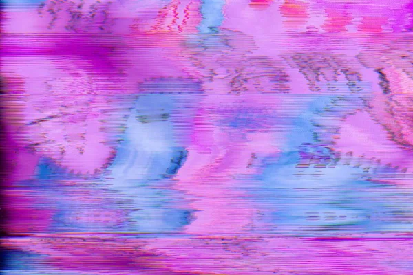 カラーグリッチ背景ピンクブルー歪みノイズ — ストック写真