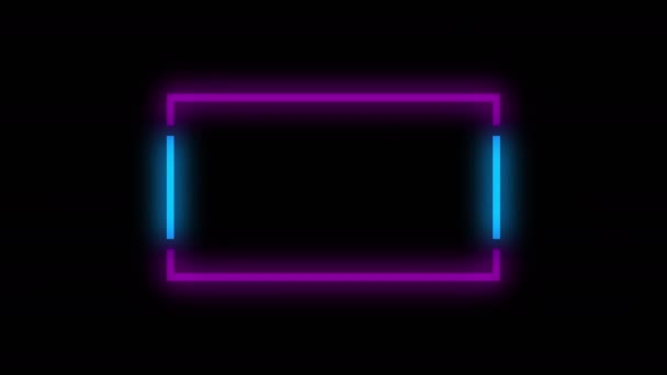 Neon frame commerciële achtergrond blauw paars licht — Stockvideo