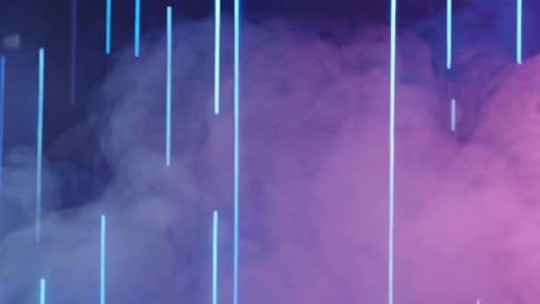 Rook creatieve achtergrond paars mist neon lichten — Stockvideo
